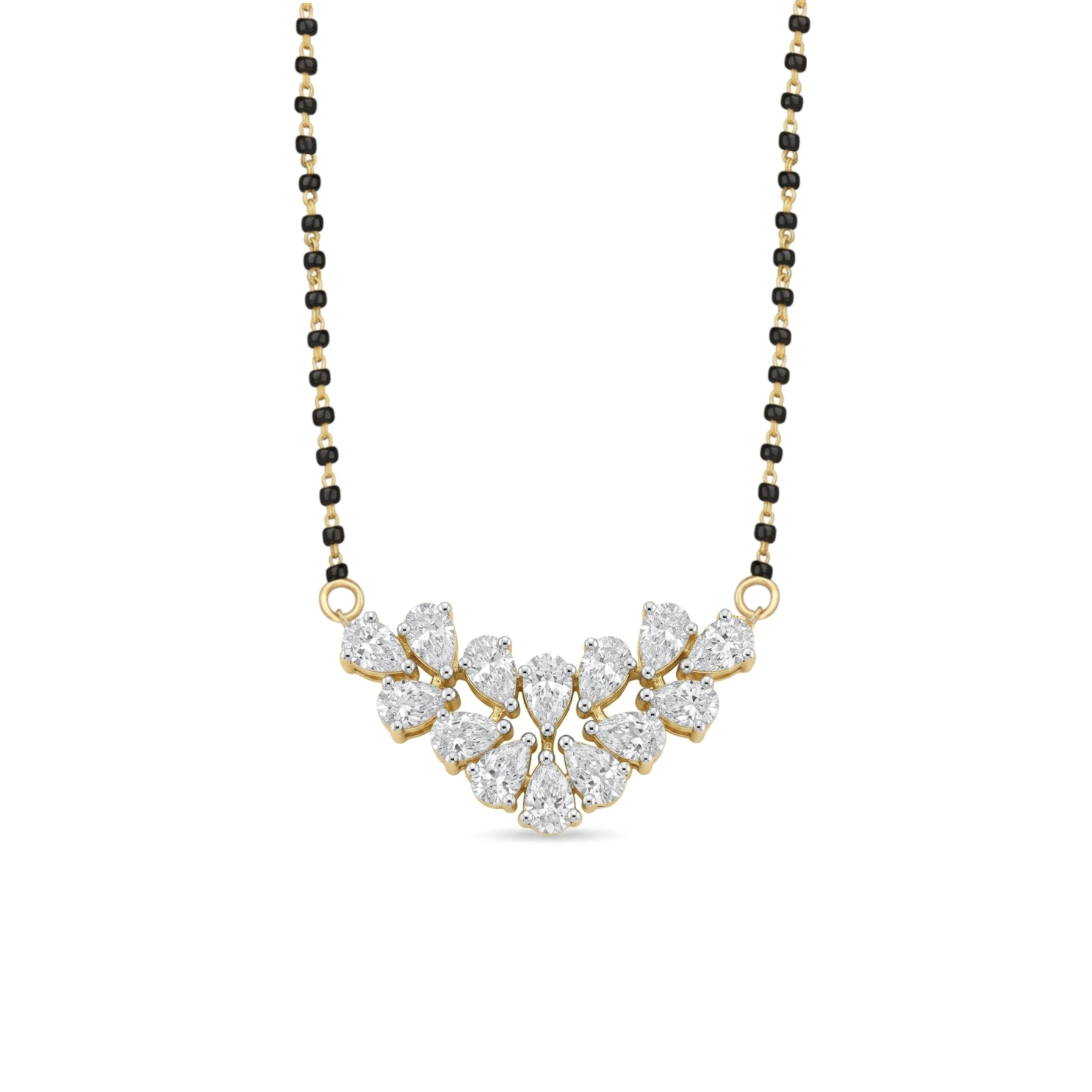IMG_2690 Cascading Pear-Shape Cluster Diamond Mangalsutra Pendant - Image 1