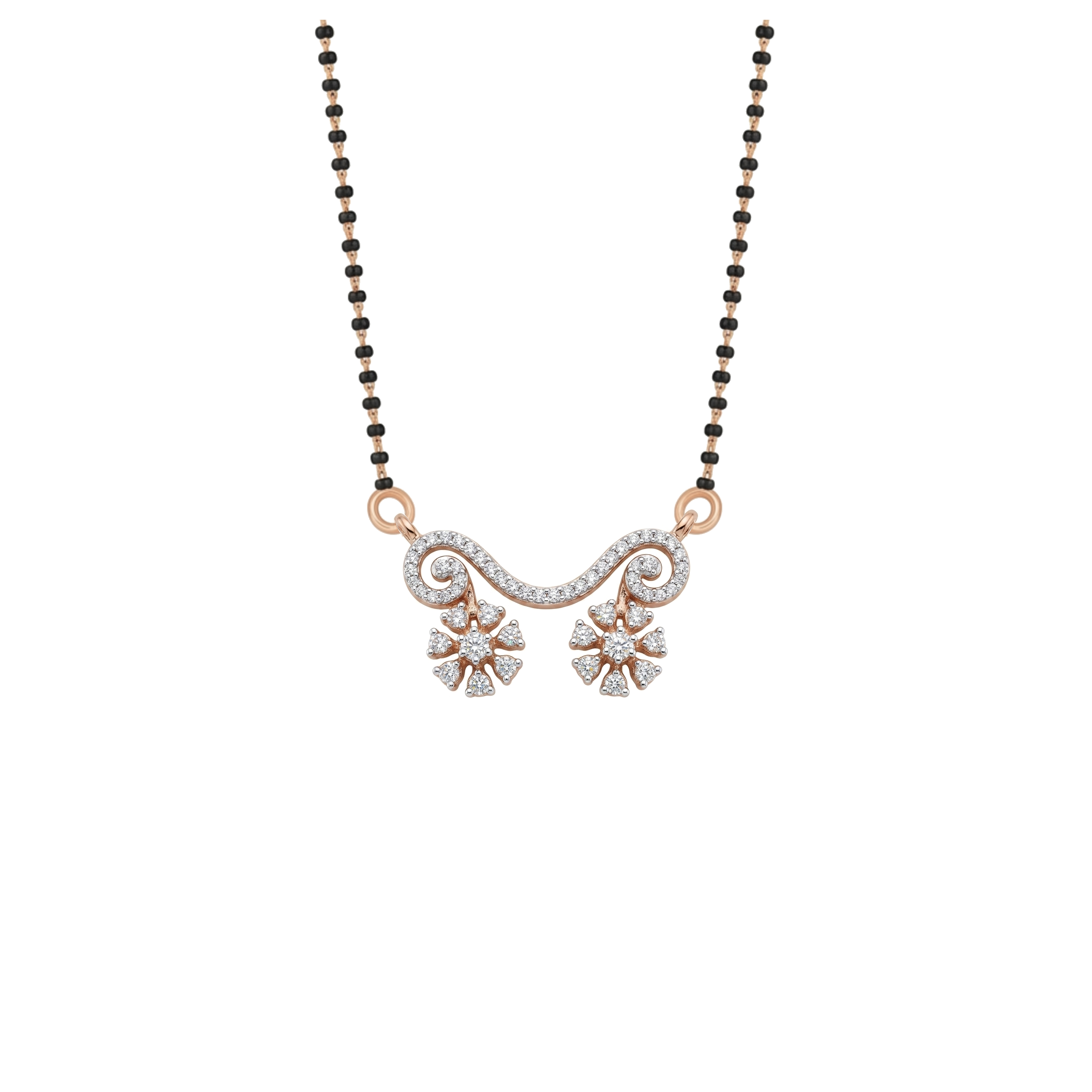 IMG_2694 Scrollwork Twin-Flora Diamond Mangalsutra Vati Pendant - Image 1