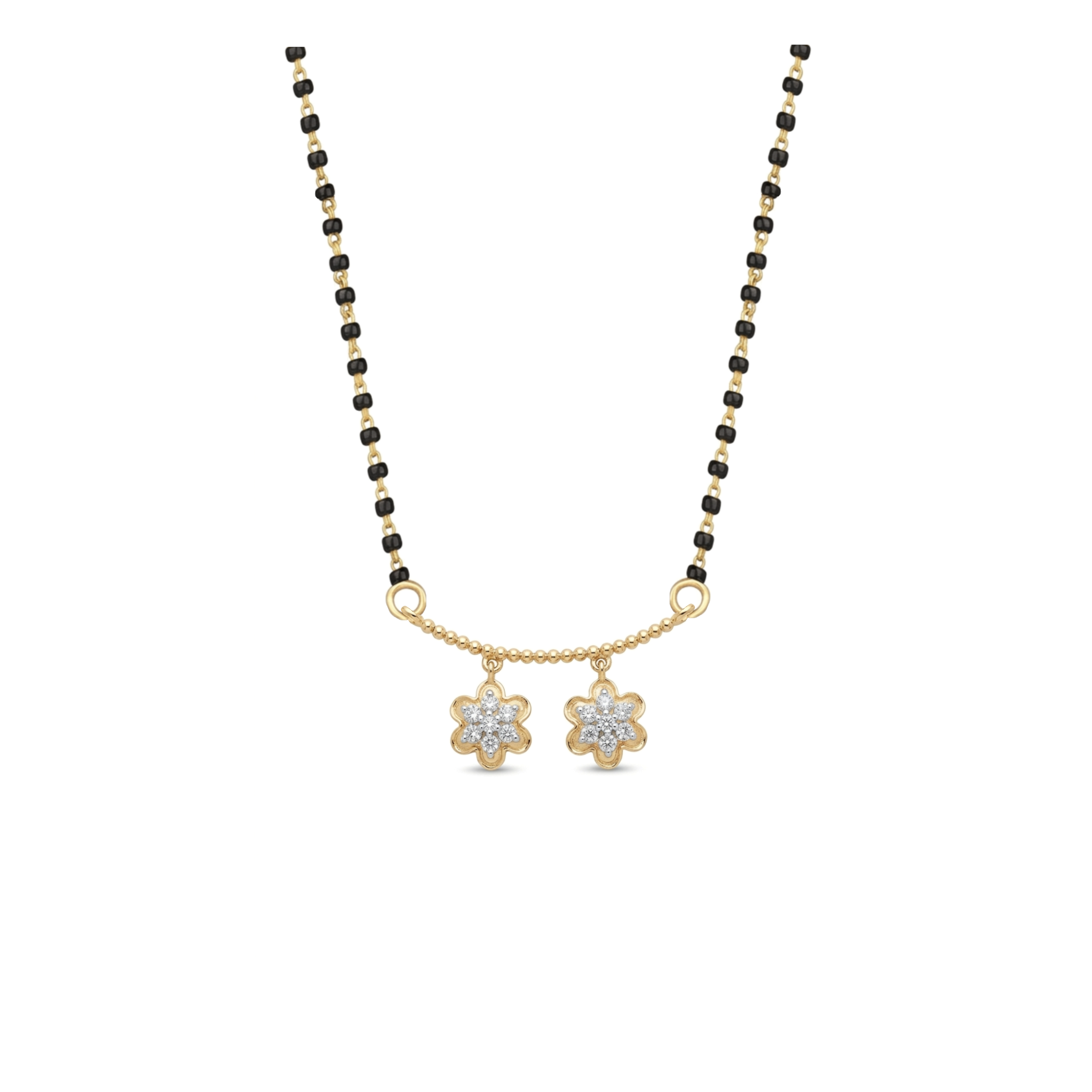 IMG_2703 Classic Twin-Floret Dropped Diamond Mangalsutra - Image 1