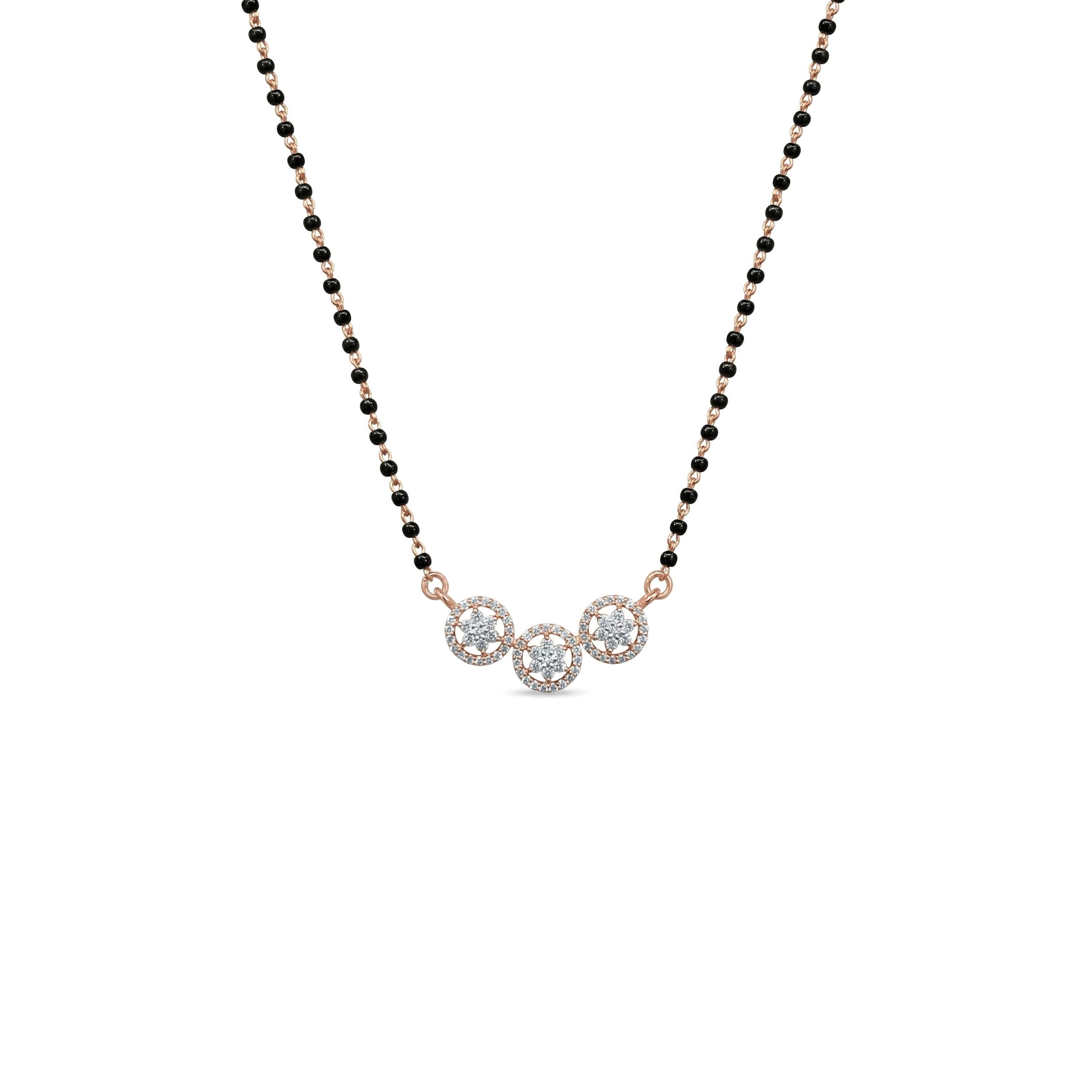 IMG_2718 Stellar Trio Halo Diamond Mangalsutra - Image 1