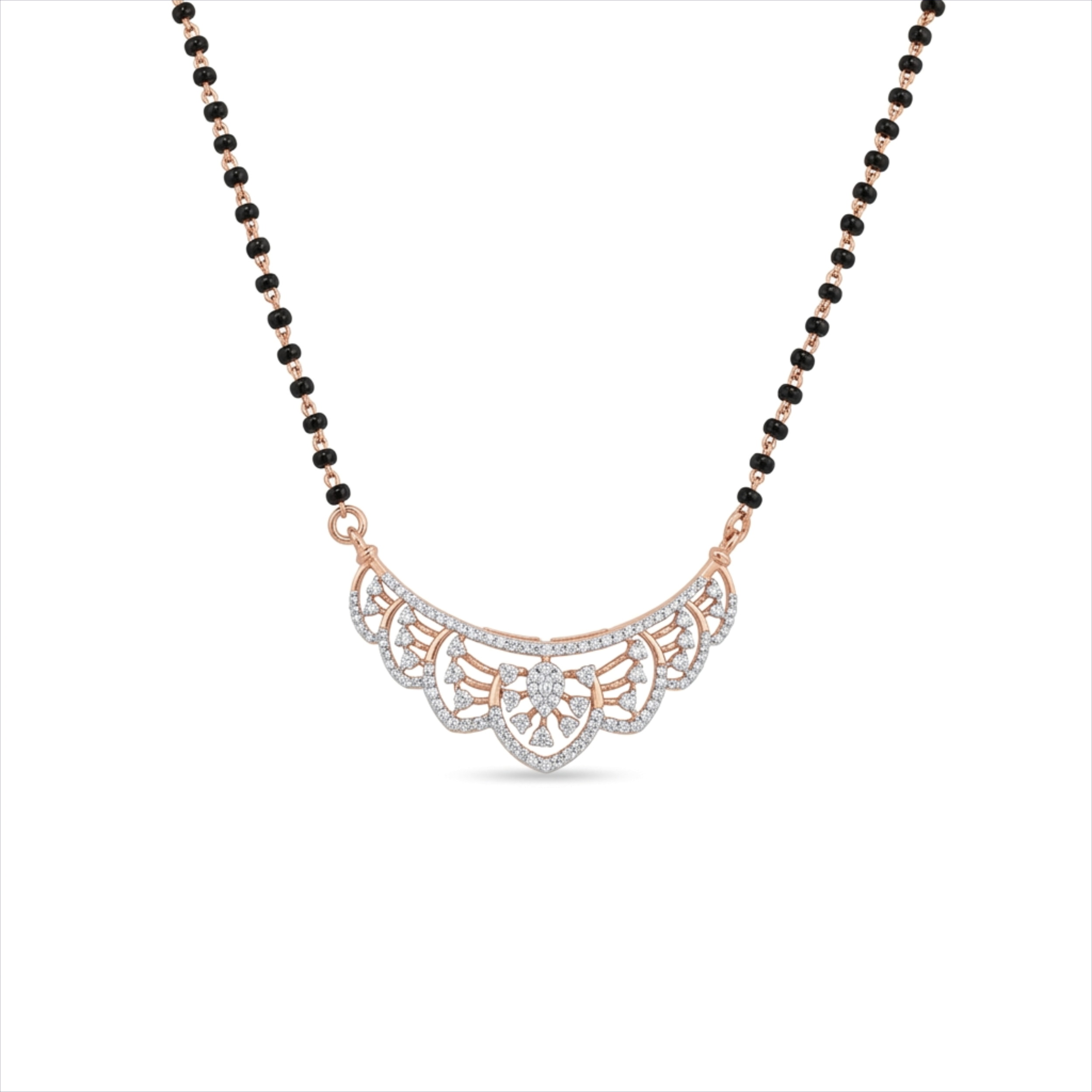 IMG_2751 Art Deco Scalloped Arch Diamond Mangalsutra Pendant - Image 1