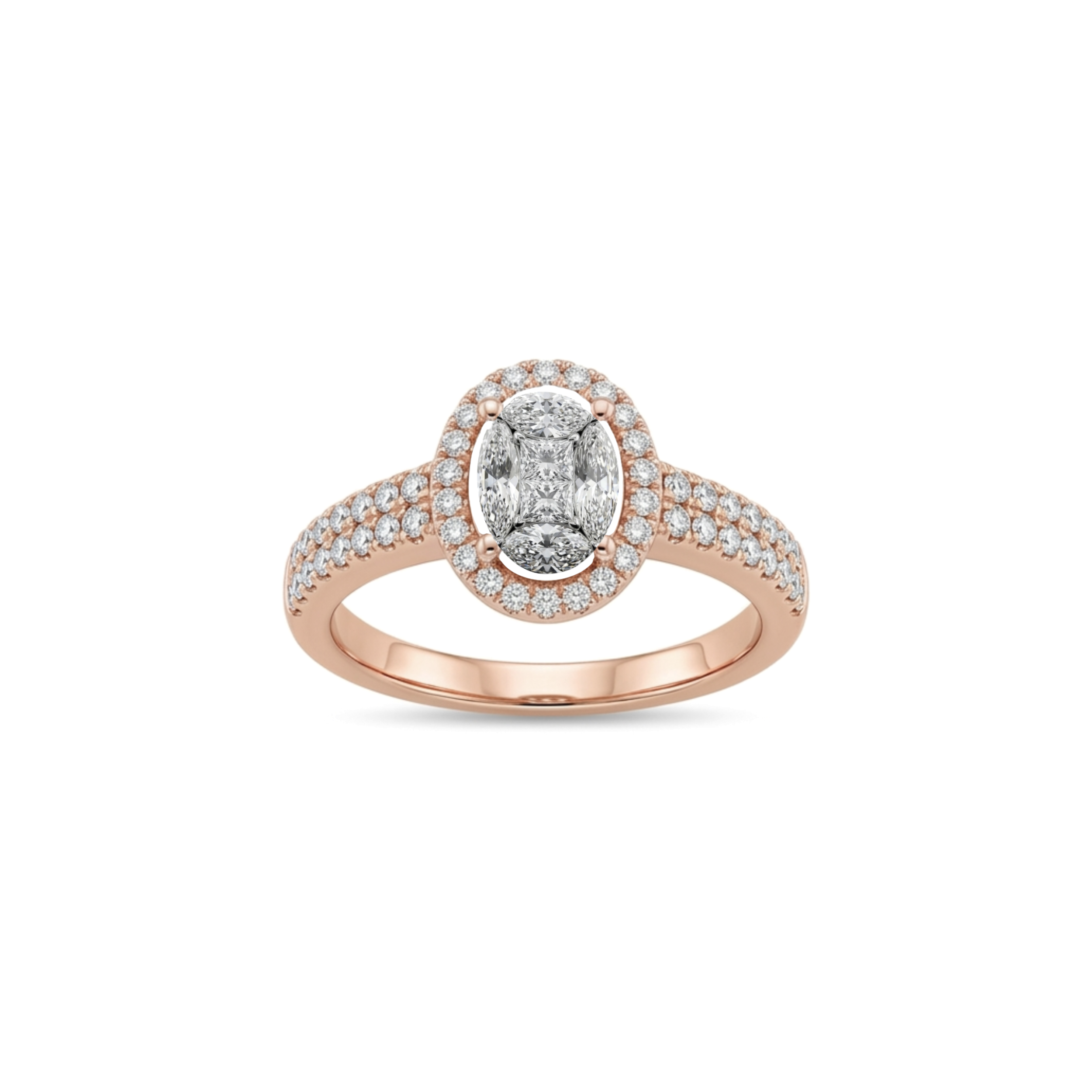 IMG_2891 Oval Composite Diamond Halo Engagement Ring - Image 1