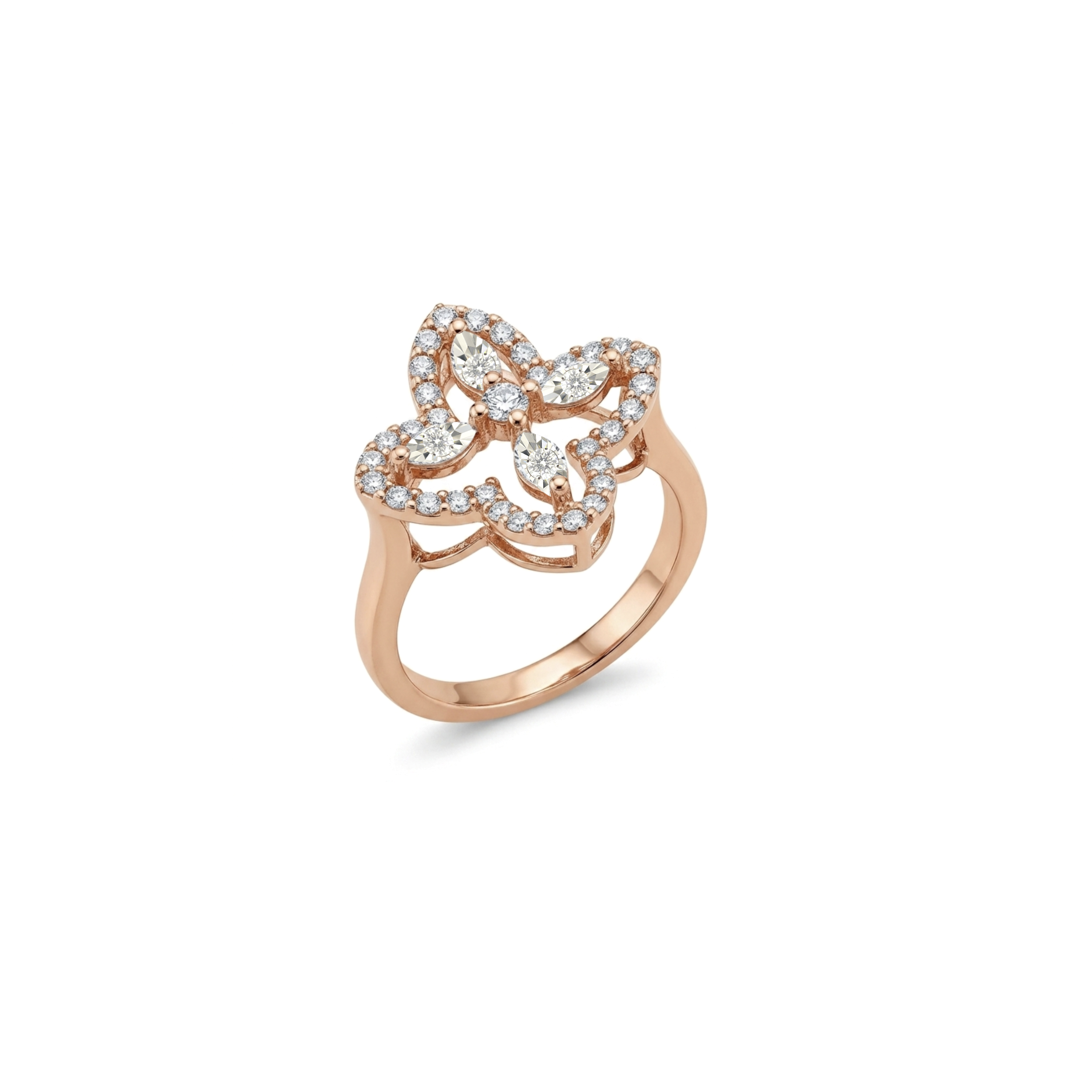 IMG_2942 Rose Gold Clover Blossom Diamond Ring - Image 1