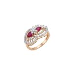 Regal Red Stone and Diamond Filigree Ring