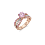 Luxe Pink Stone Split-Band Diamond Ring