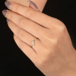 Delicate Gold Twin Leaf Diamond Ring for Daily Wear - Image 2