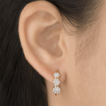 Trilogy Diamond Cluster Hoop Earrings - Image 3