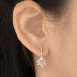 Art Deco Fan Diamond Drop Earrings - Image 3