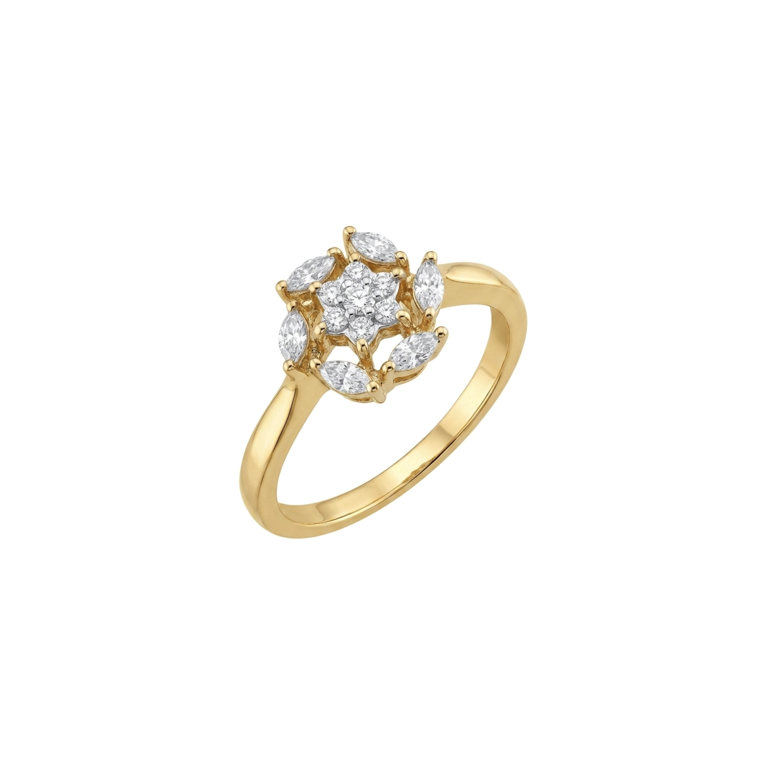 IMG_2944 Starburst Flower Marquise Diamond Ring - Image 1