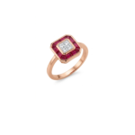 The Art Deco Red Halo with Lab Grown Diamond Ring