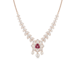 Floral Filigree Red Stone & Pearl Necklace