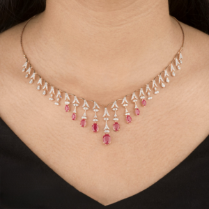 Crimson Cascade Diamond Necklace - Image 3