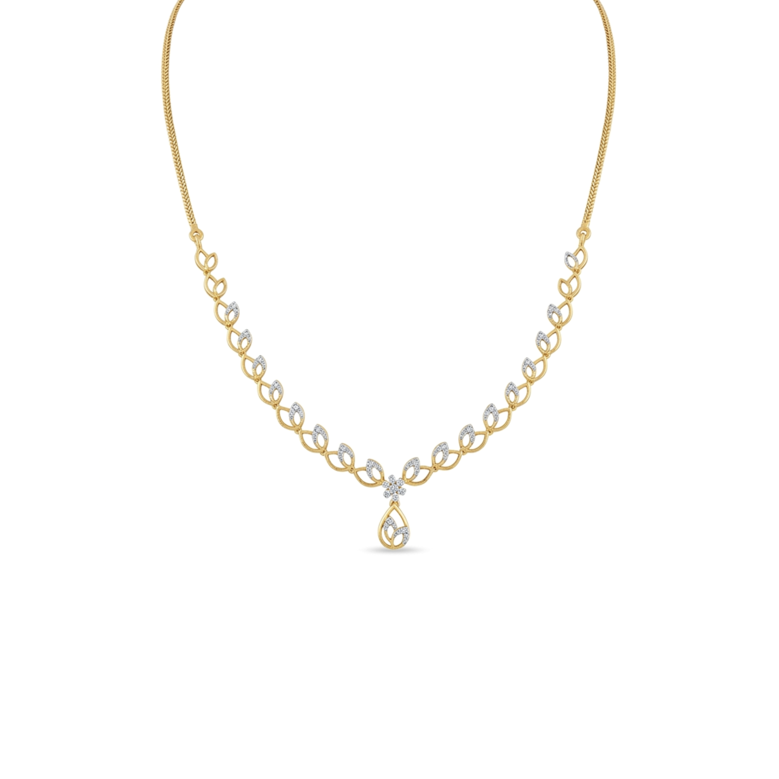 IMG_3232 Dainty Leaf Silhouette Diamond Necklace - Image 1